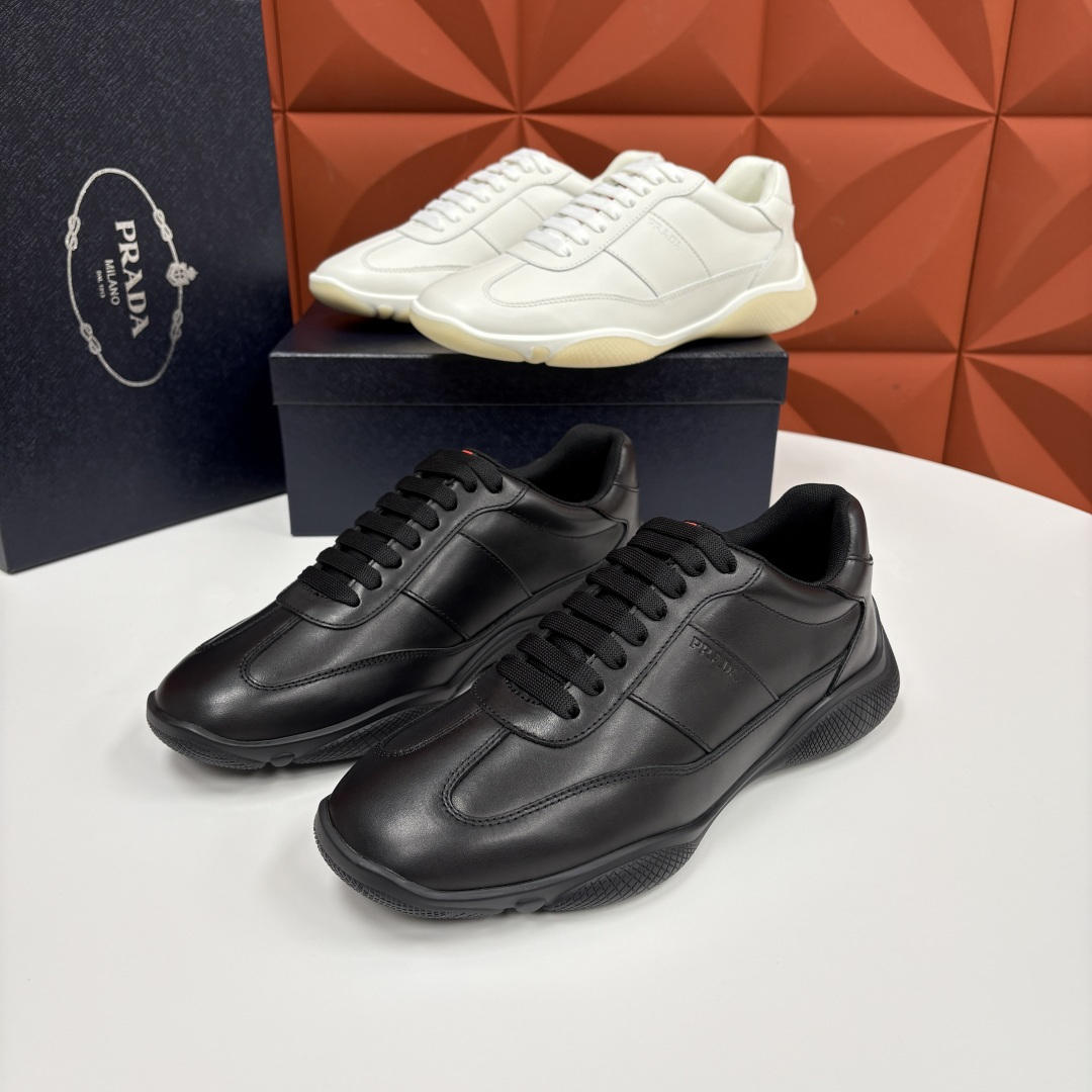 💋💍P 家新品 Prad* 普拉-达 秋季新款男士小牛皮运动鞋出货！ 莞产猛货。当意大利奢侈品牌的精工技
