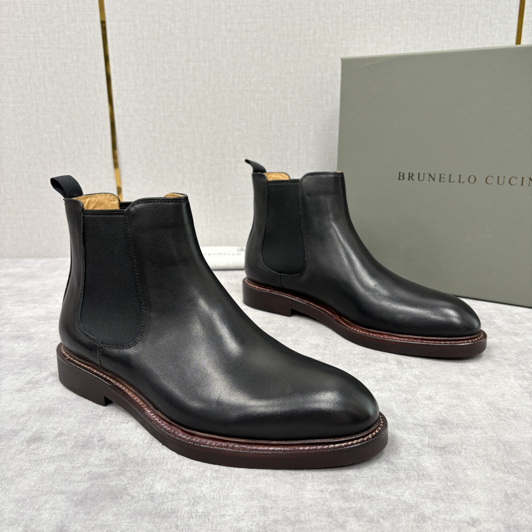💋💍BC家新品 Brunello Cucinell* 官网同步秋冬男靴切尔西皮靴 意式奢华与经典鞋型的优