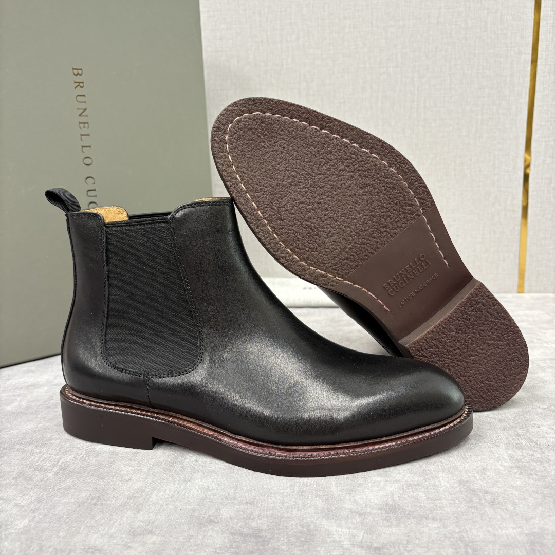 💋💍BC家新品 Brunello Cucinell* 官网同步秋冬男靴切尔西皮靴 意式奢华与经典鞋型的优