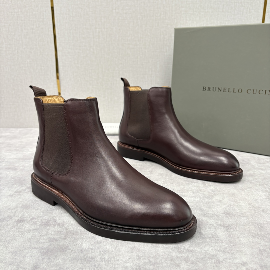 💋💍BC家新品 Brunello Cucinell* 官网同步秋冬男靴切尔西皮靴 意式奢华与经典鞋型的优
