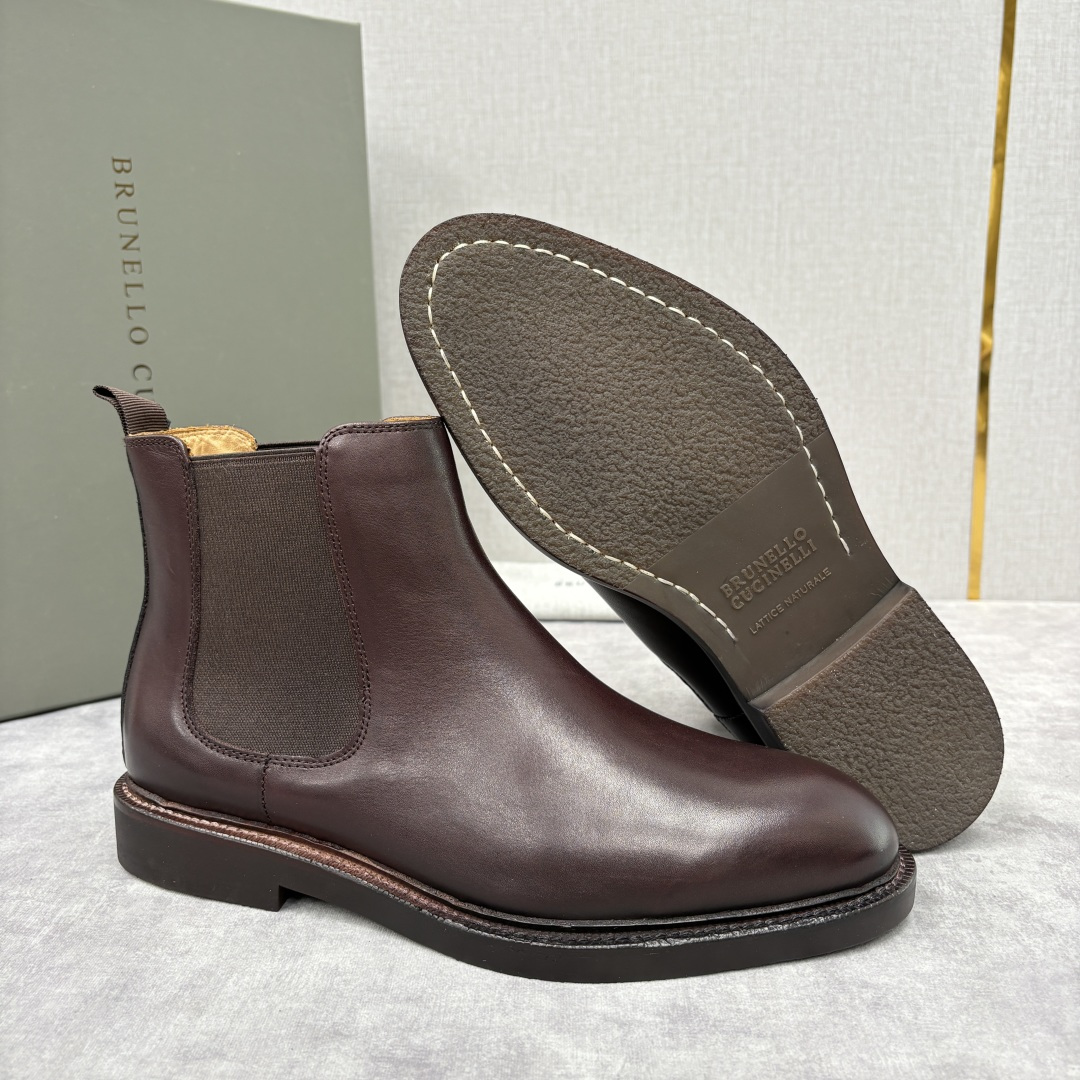 💋💍BC家新品 Brunello Cucinell* 官网同步秋冬男靴切尔西皮靴 意式奢华与经典鞋型的优