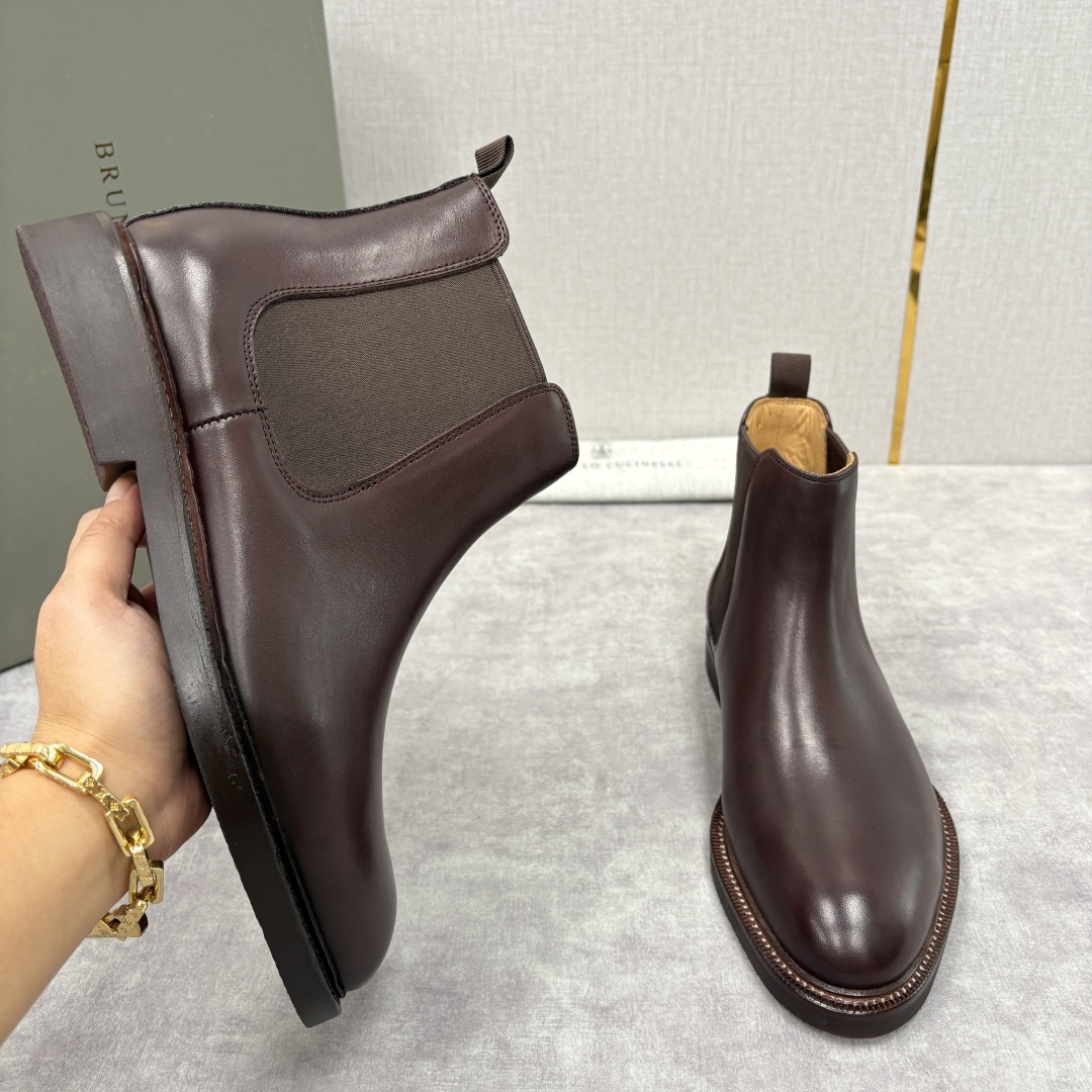 💋💍BC家新品 Brunello Cucinell* 官网同步秋冬男靴切尔西皮靴 意式奢华与经典鞋型的优