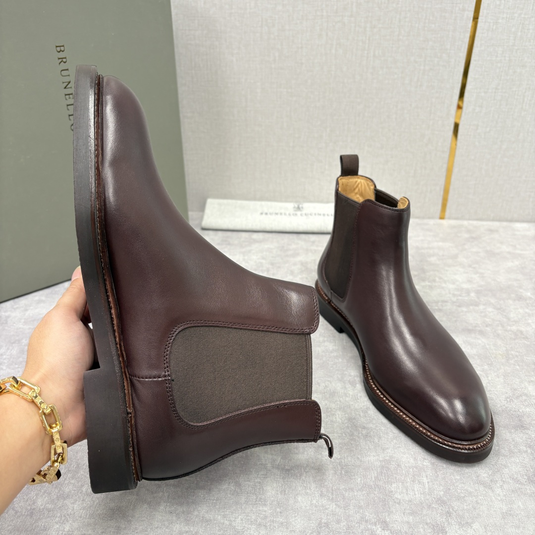 💋💍BC家新品 Brunello Cucinell* 官网同步秋冬男靴切尔西皮靴 意式奢华与经典鞋型的优