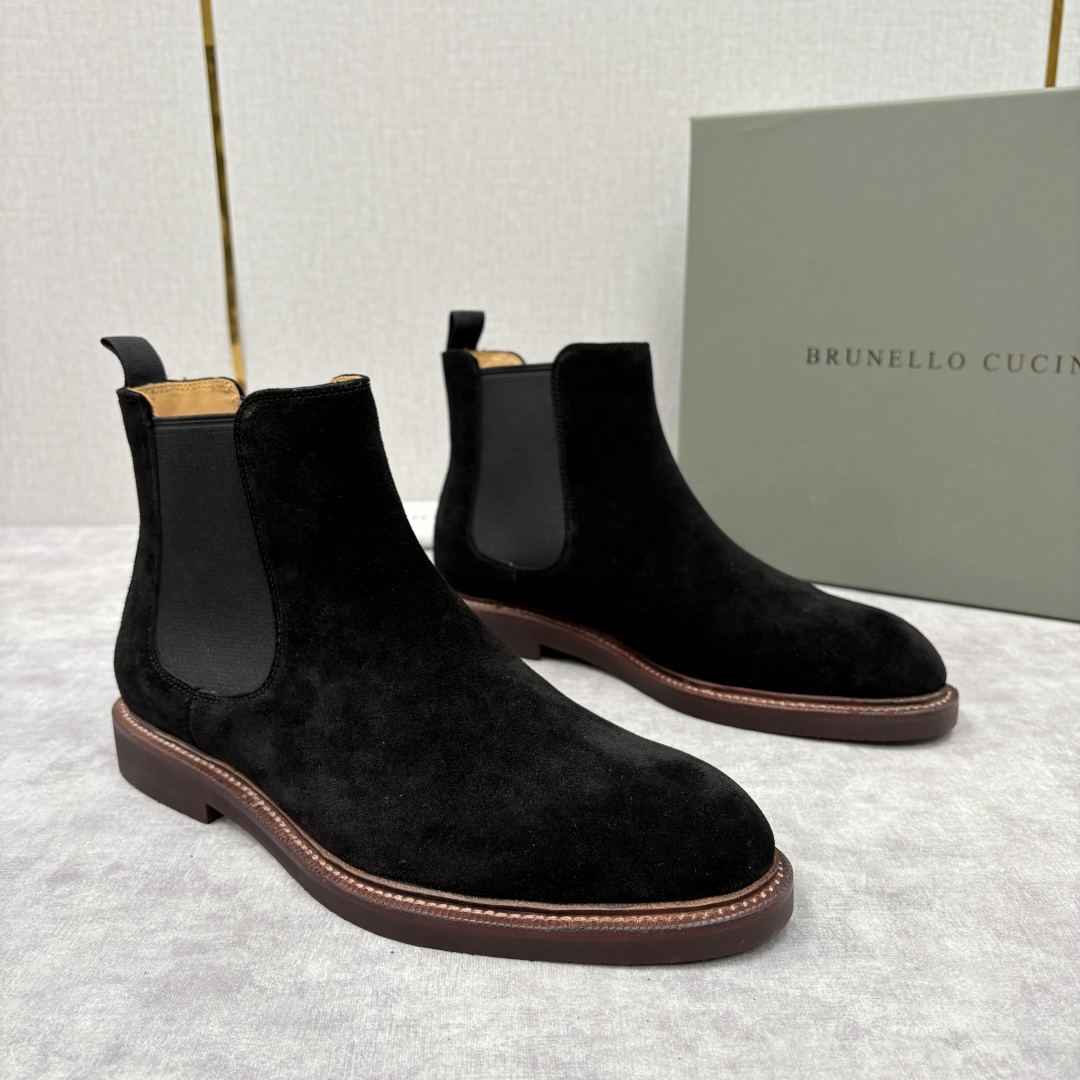 💋💍BC家新品 Brunello Cucinell* 官网同步秋冬男靴切尔西皮靴 意式奢华与经典鞋型的优
