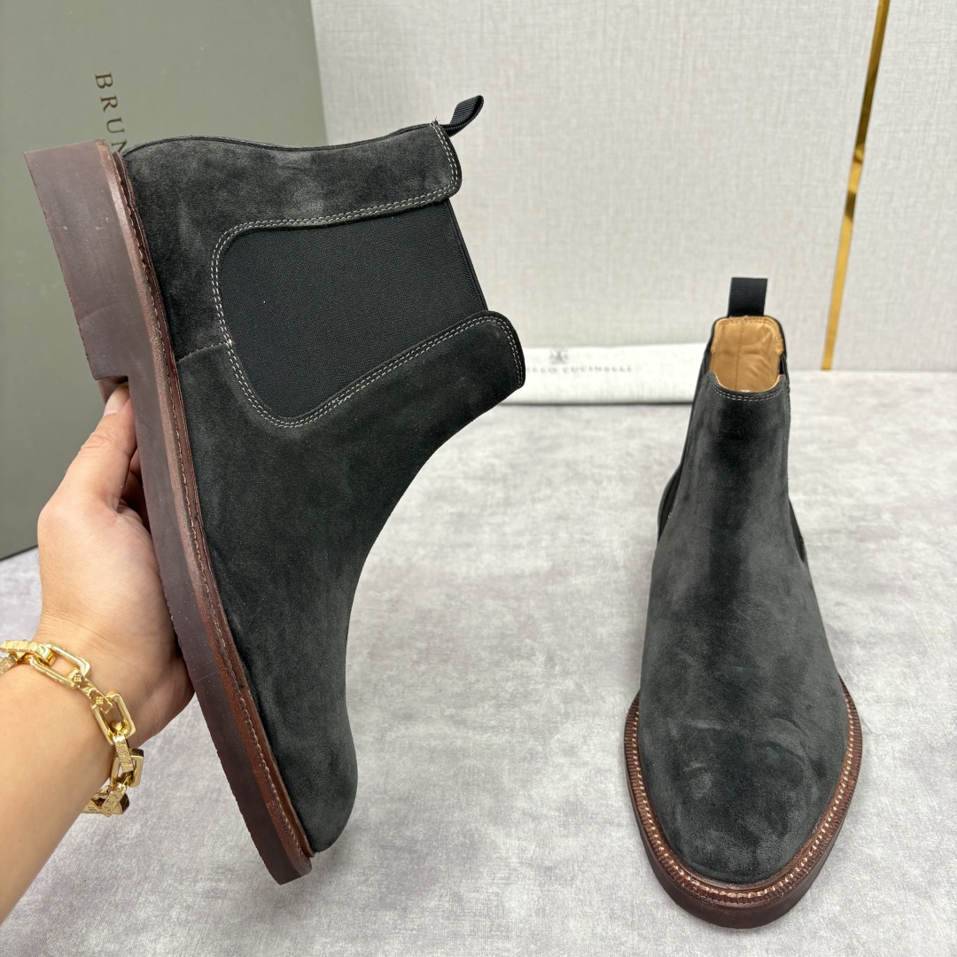 💋💍BC家新品 Brunello Cucinell* 官网同步秋冬男靴切尔西皮靴 意式奢华与经典鞋型的优