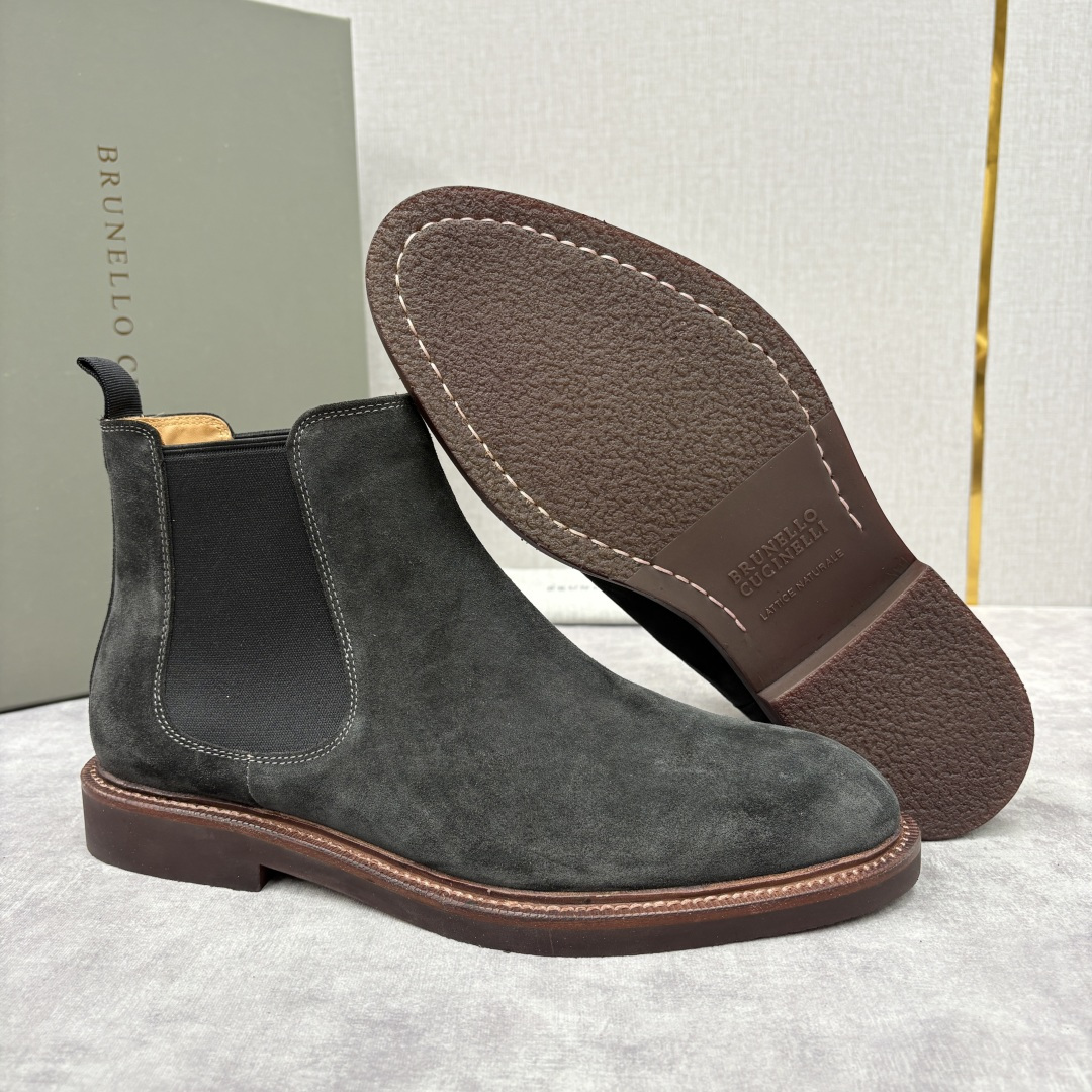 💋💍BC家新品 Brunello Cucinell* 官网同步秋冬男靴切尔西皮靴 意式奢华与经典鞋型的优