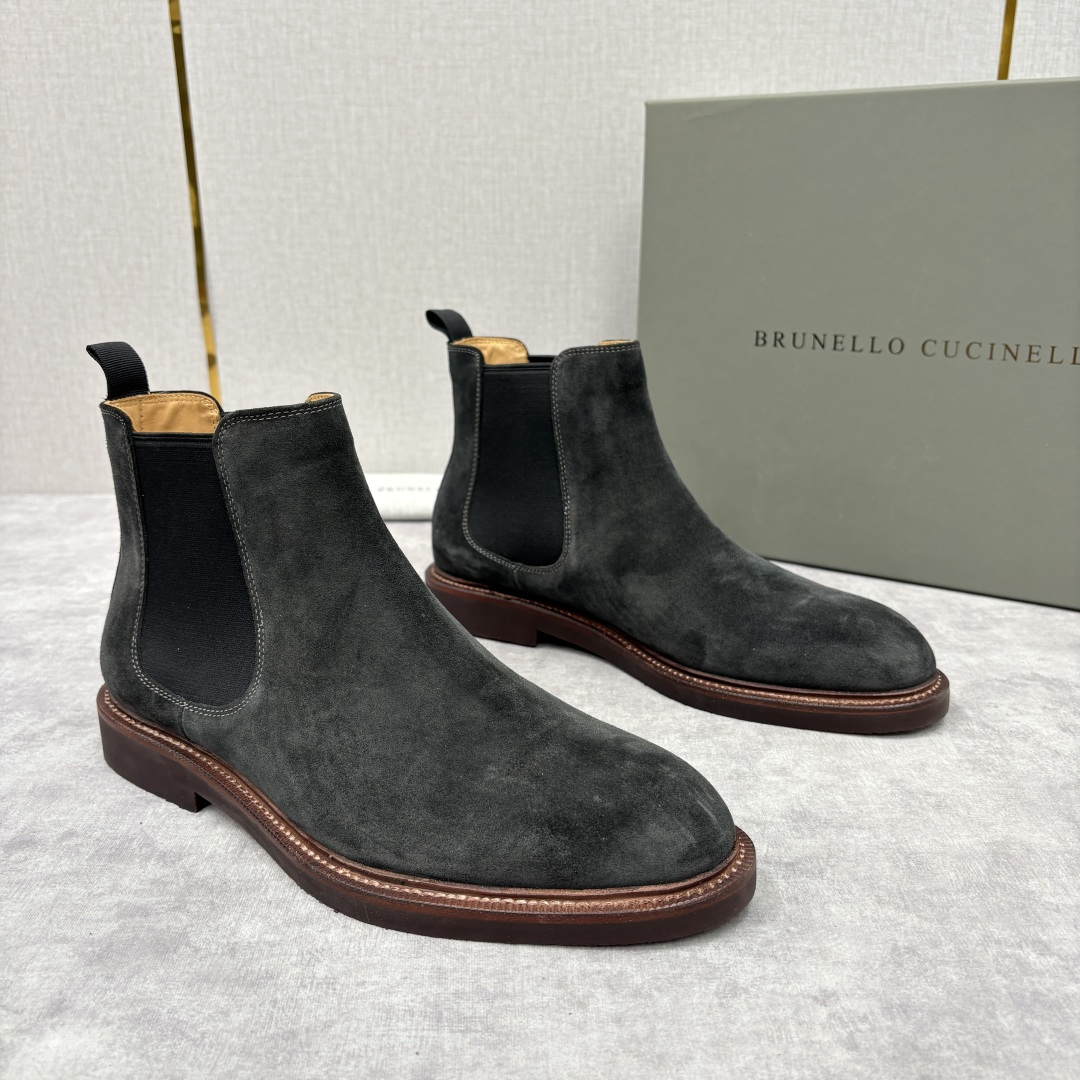 💋💍BC家新品 Brunello Cucinell* 官网同步秋冬男靴切尔西皮靴 意式奢华与经典鞋型的优