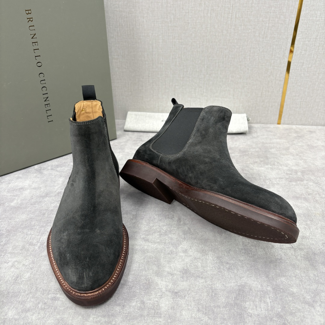 💋💍BC家新品 Brunello Cucinell* 官网同步秋冬男靴切尔西皮靴 意式奢华与经典鞋型的优