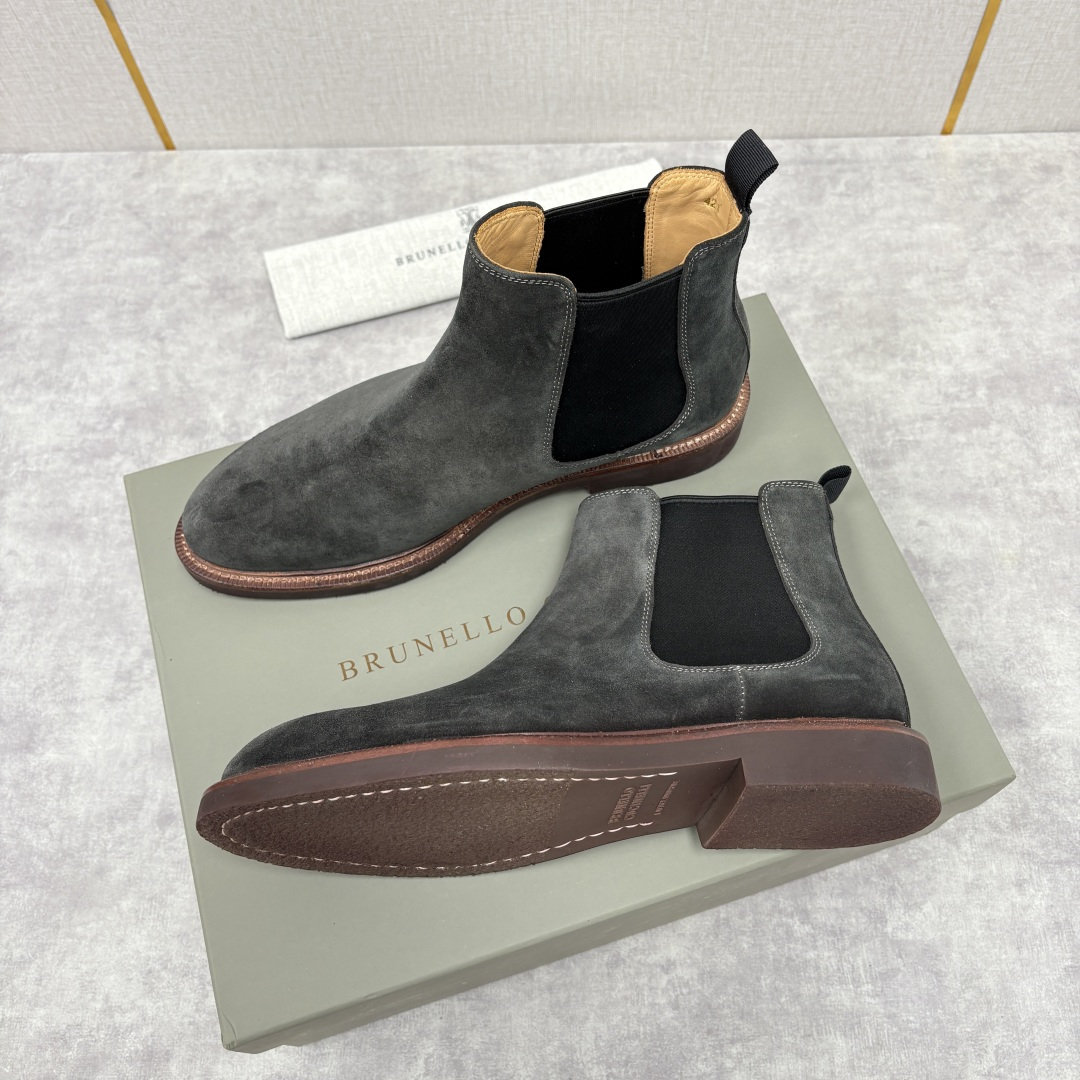 💋💍BC家新品 Brunello Cucinell* 官网同步秋冬男靴切尔西皮靴 意式奢华与经典鞋型的优