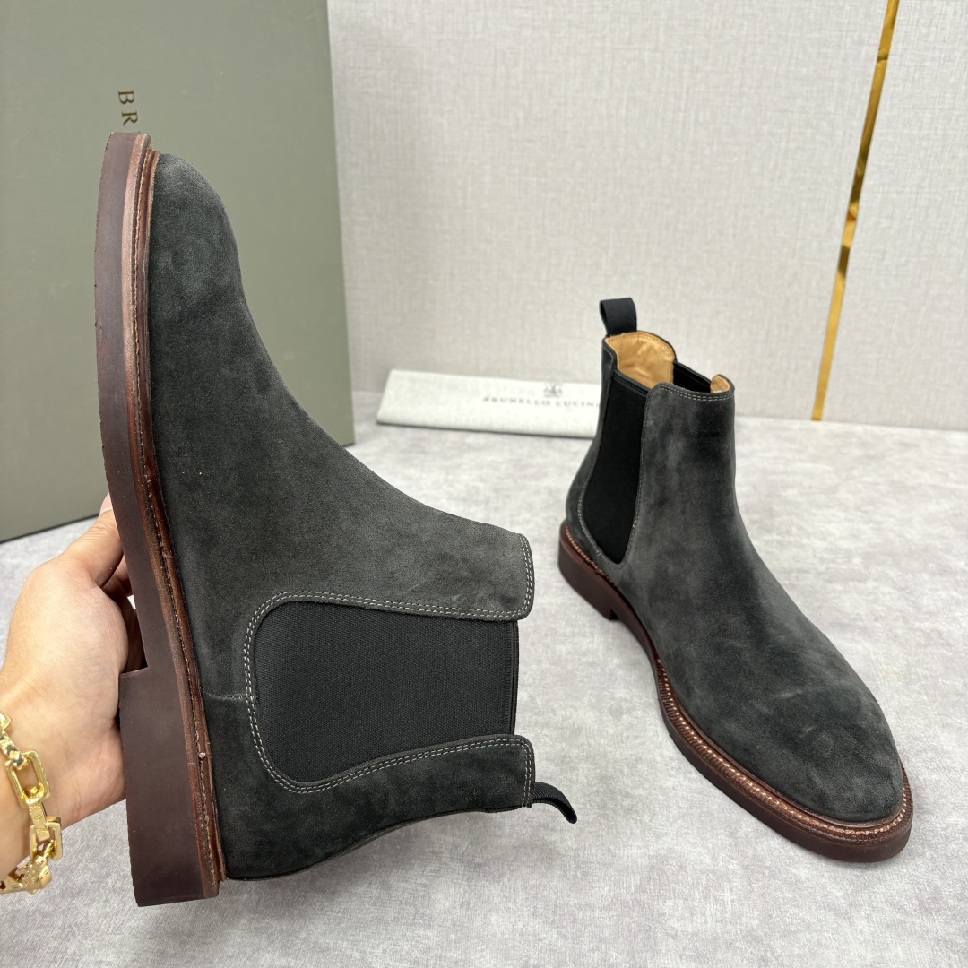 💋💍BC家新品 Brunello Cucinell* 官网同步秋冬男靴切尔西皮靴 意式奢华与经典鞋型的优