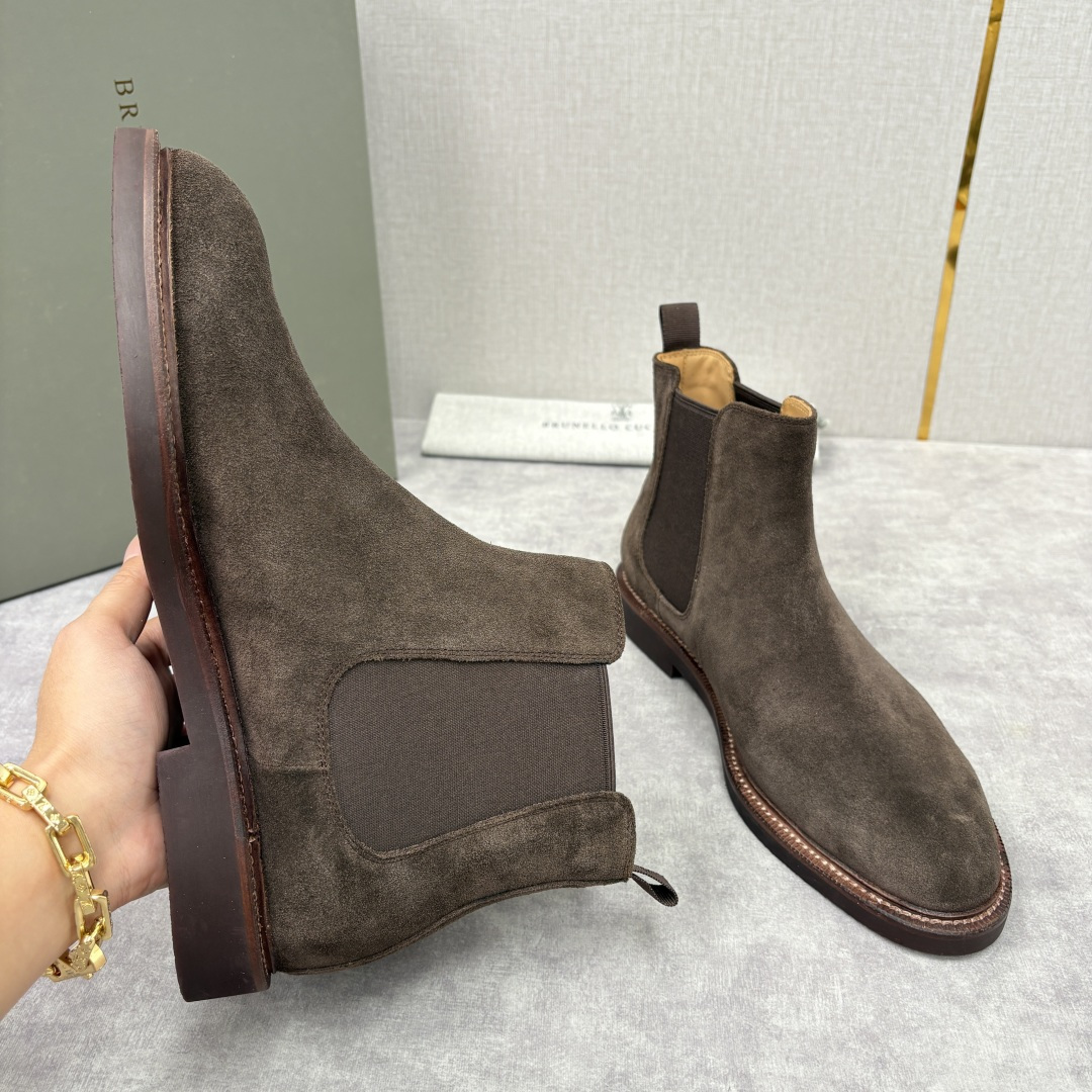 💋💍BC家新品 Brunello Cucinell* 官网同步秋冬男靴切尔西皮靴 意式奢华与经典鞋型的优