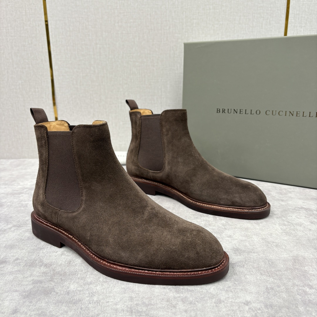 💋💍BC家新品 Brunello Cucinell* 官网同步秋冬男靴切尔西皮靴 意式奢华与经典鞋型的优