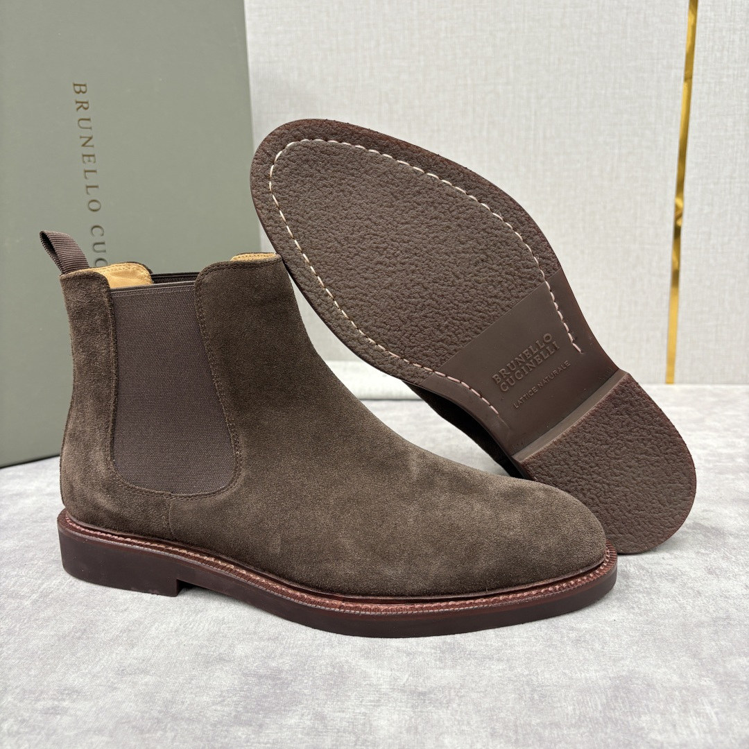 💋💍BC家新品 Brunello Cucinell* 官网同步秋冬男靴切尔西皮靴 意式奢华与经典鞋型的优