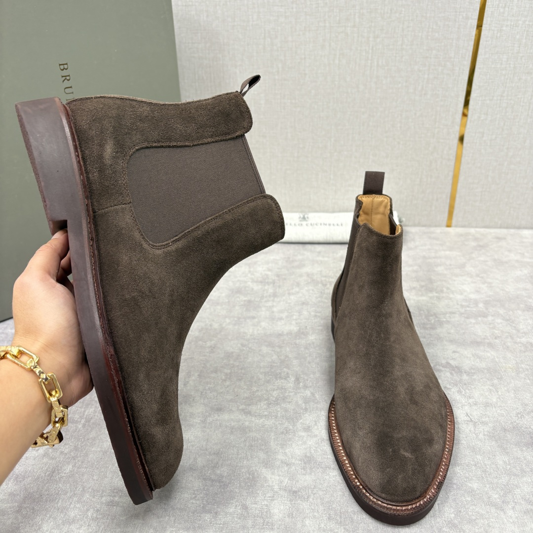 💋💍BC家新品 Brunello Cucinell* 官网同步秋冬男靴切尔西皮靴 意式奢华与经典鞋型的优