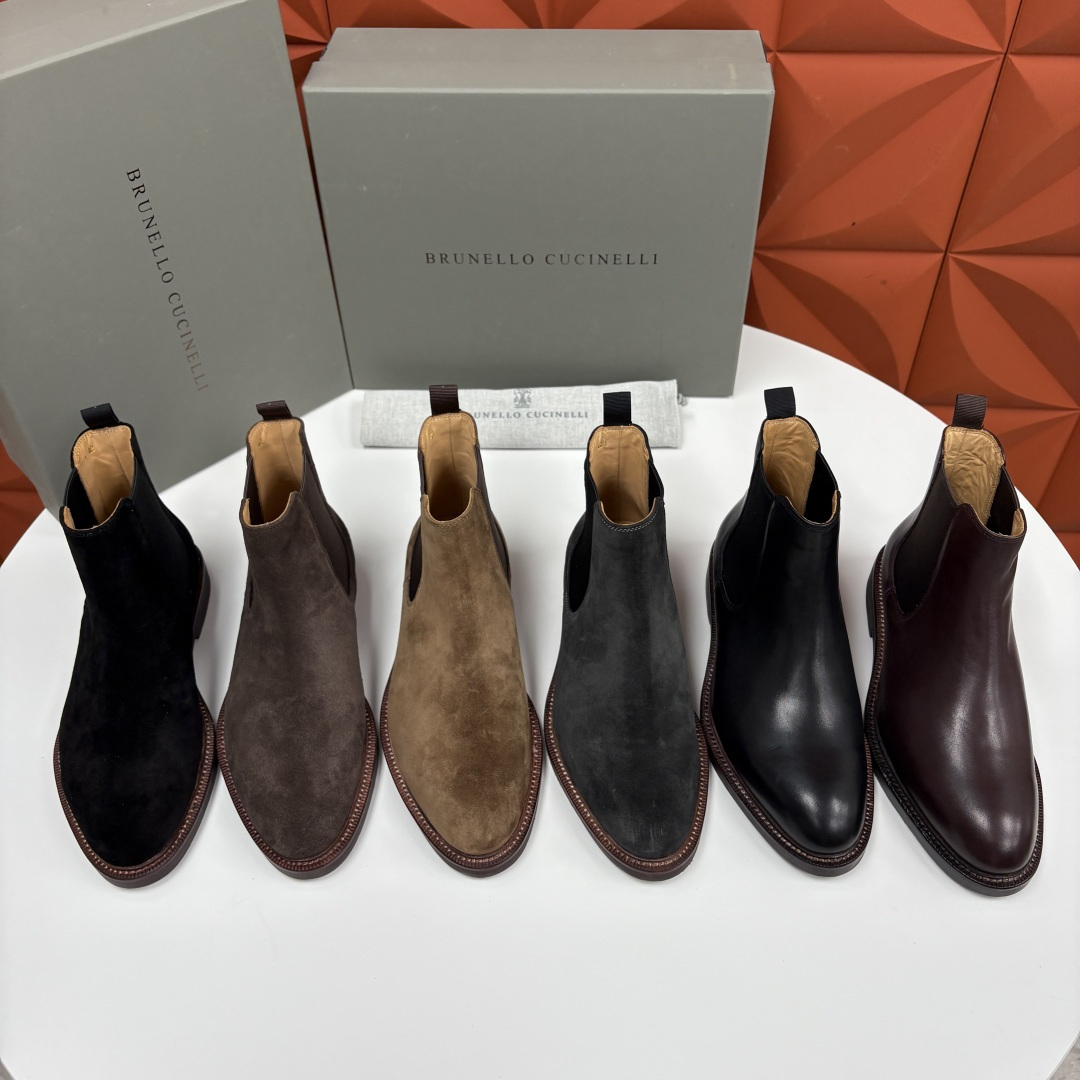 💋💍BC家新品 Brunello Cucinell* 官网同步秋冬男靴切尔西皮靴 意式奢华与经典鞋型的优