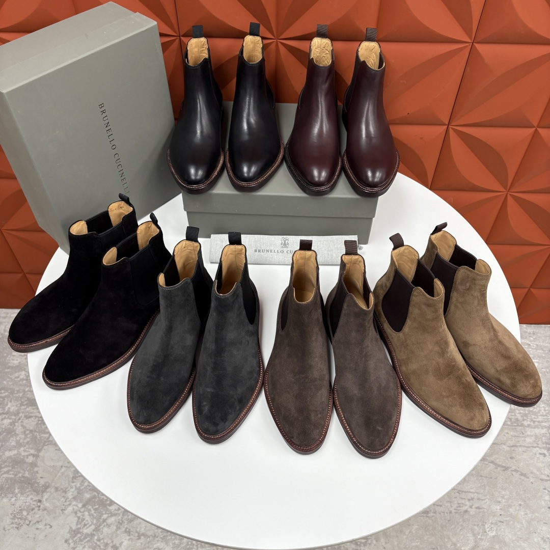 💋💍BC家新品 Brunello Cucinell* 官网同步秋冬男靴切尔西皮靴 意式奢华与经典鞋型的优