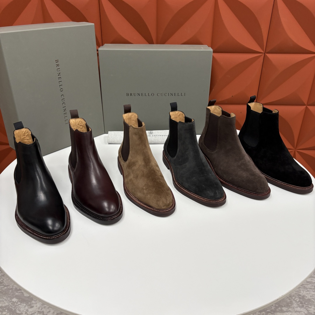 💋💍BC家新品 Brunello Cucinell* 官网同步秋冬男靴切尔西皮靴 意式奢华与经典鞋型的优