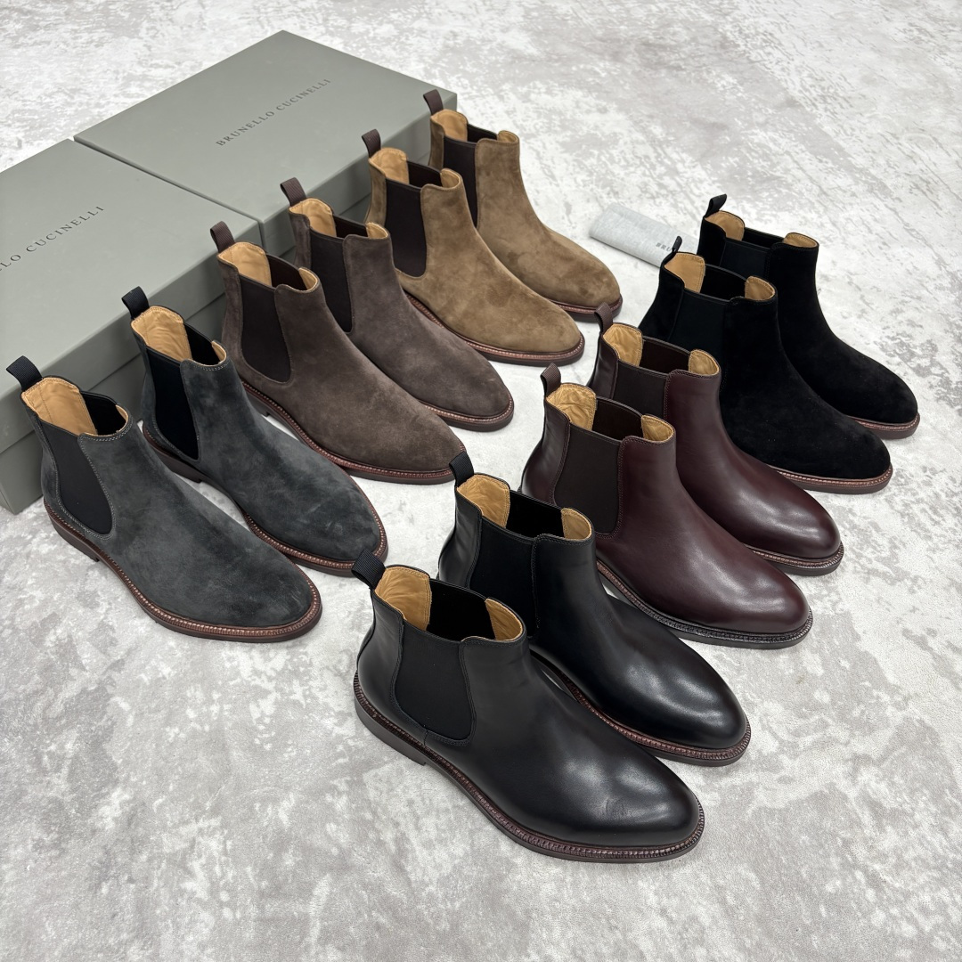 💋💍BC家新品 Brunello Cucinell* 官网同步秋冬男靴切尔西皮靴 意式奢华与经典鞋型的优