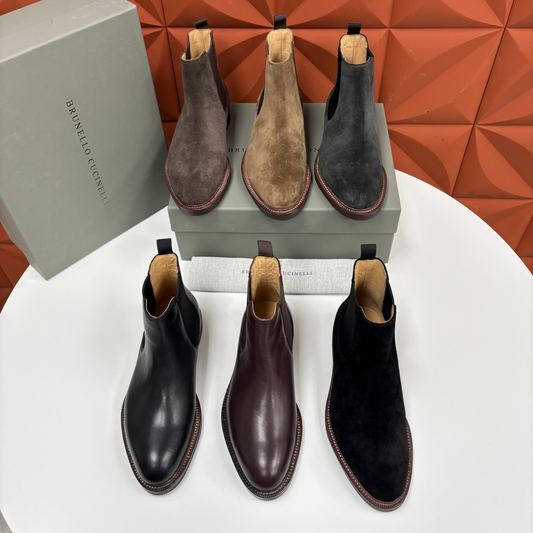 💋💍BC家新品 Brunello Cucinell* 官网同步秋冬男靴切尔西皮靴 意式奢华与经典鞋型的优