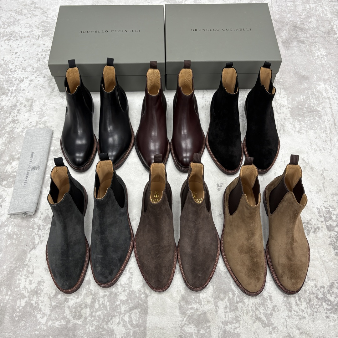 💋💍BC家新品 Brunello Cucinell* 官网同步秋冬男靴切尔西皮靴 意式奢华与经典鞋型的优