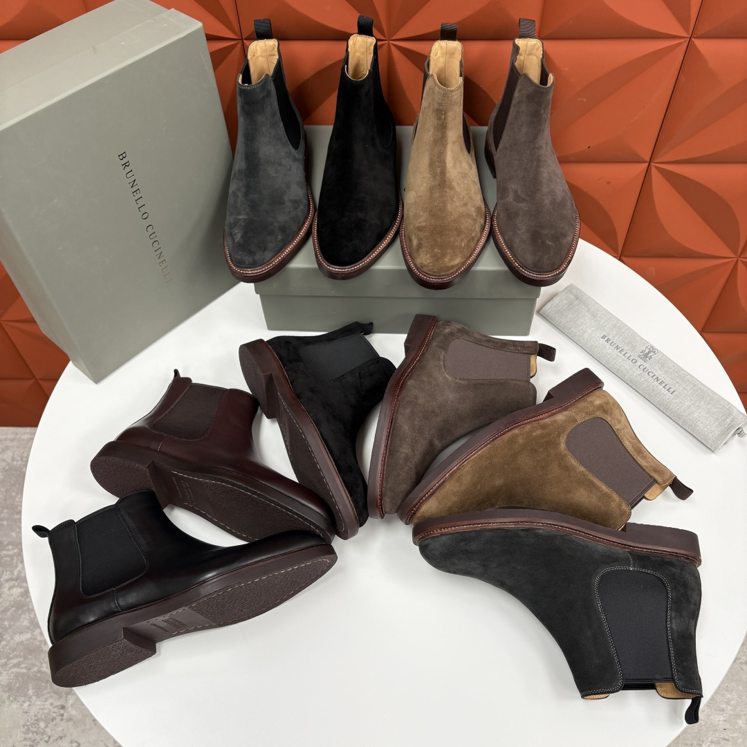 💋💍BC家新品 Brunello Cucinell* 官网同步秋冬男靴切尔西皮靴 意式奢华与经典鞋型的优