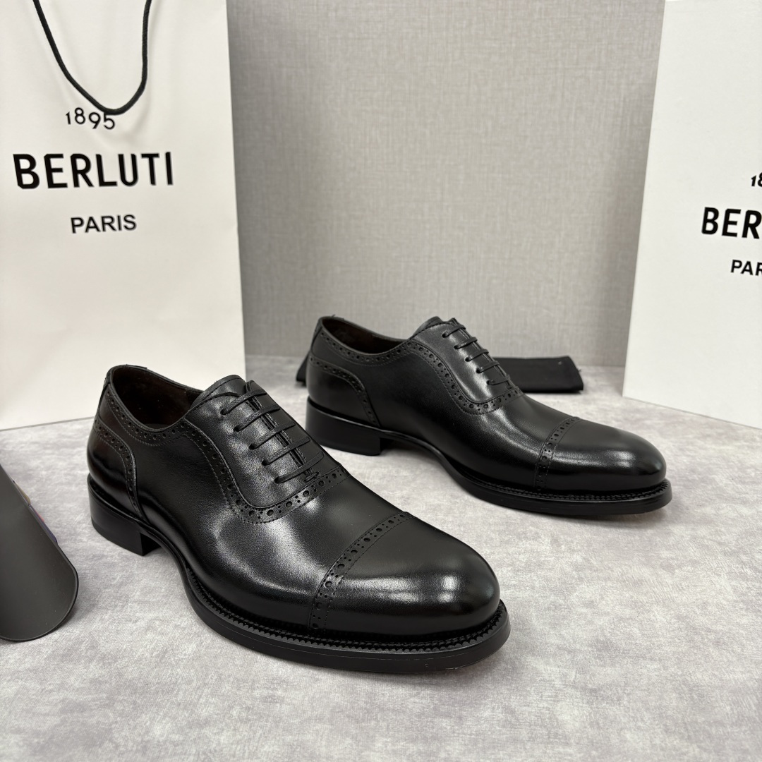 💋💍Berlut* 布鲁提 新款男士手工擦色正装皮鞋上新🆕 鳄鱼纹布洛克牛津鞋的商务与格调的极致融合。甄