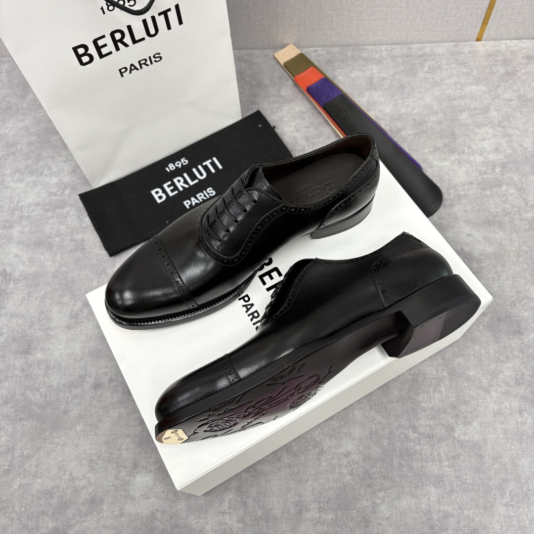 💋💍Berlut* 布鲁提 新款男士手工擦色正装皮鞋上新🆕 鳄鱼纹布洛克牛津鞋的商务与格调的极致融合。甄