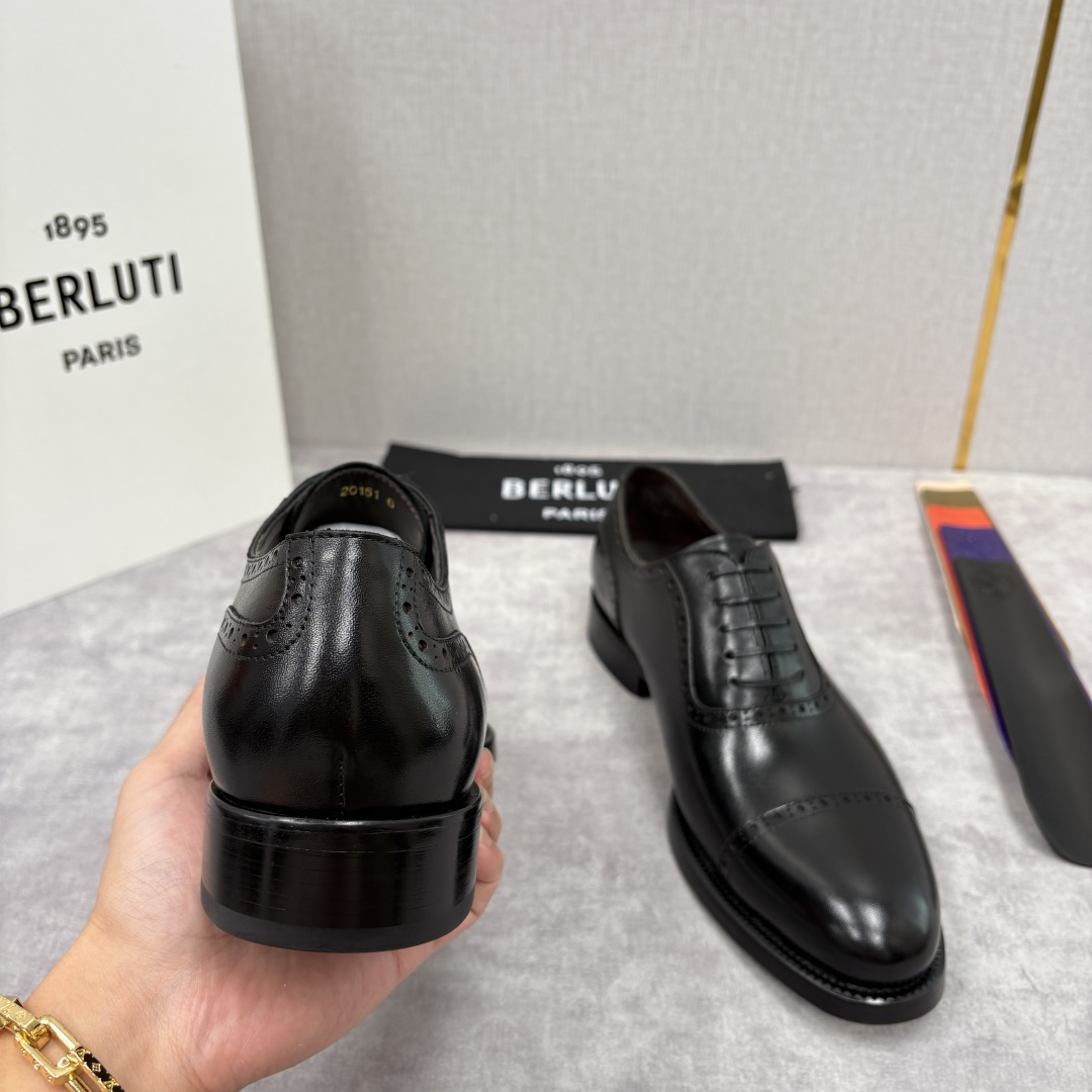 💋💍Berlut* 布鲁提 新款男士手工擦色正装皮鞋上新🆕 鳄鱼纹布洛克牛津鞋的商务与格调的极致融合。甄