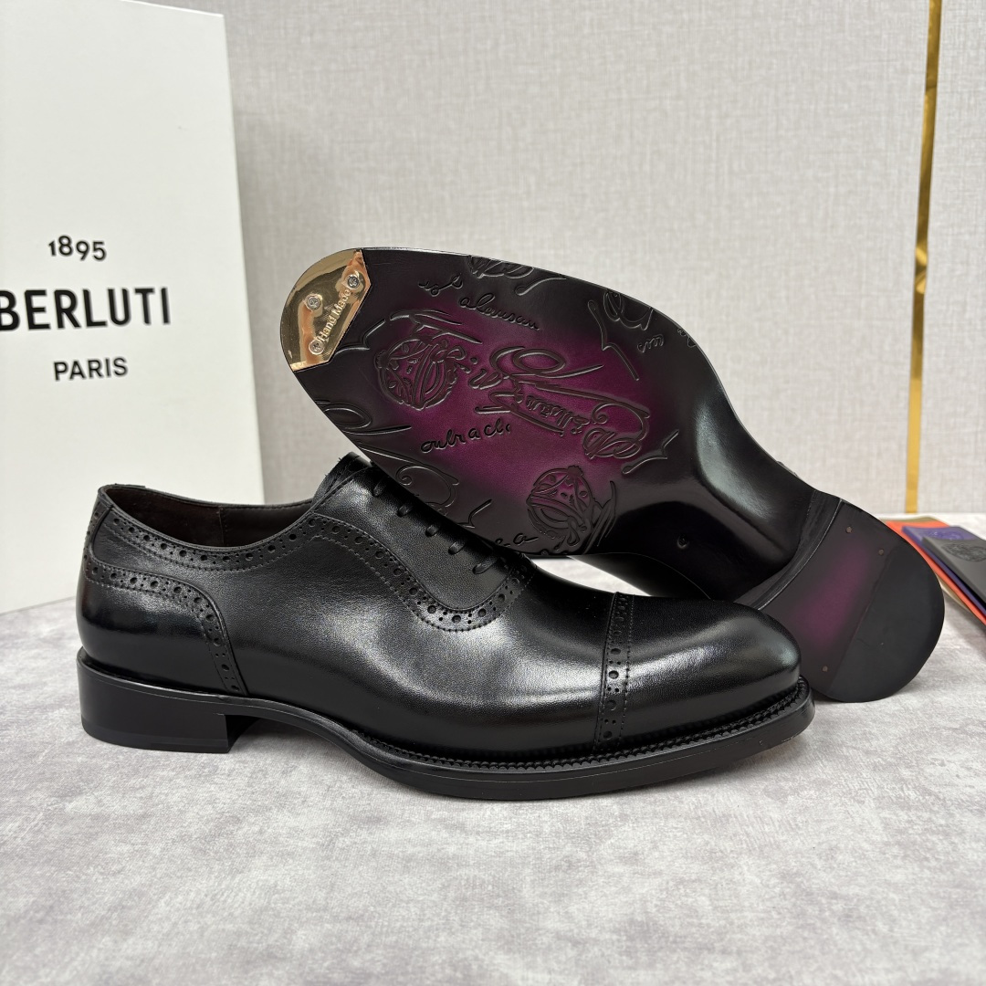 💋💍Berlut* 布鲁提 新款男士手工擦色正装皮鞋上新🆕 鳄鱼纹布洛克牛津鞋的商务与格调的极致融合。甄