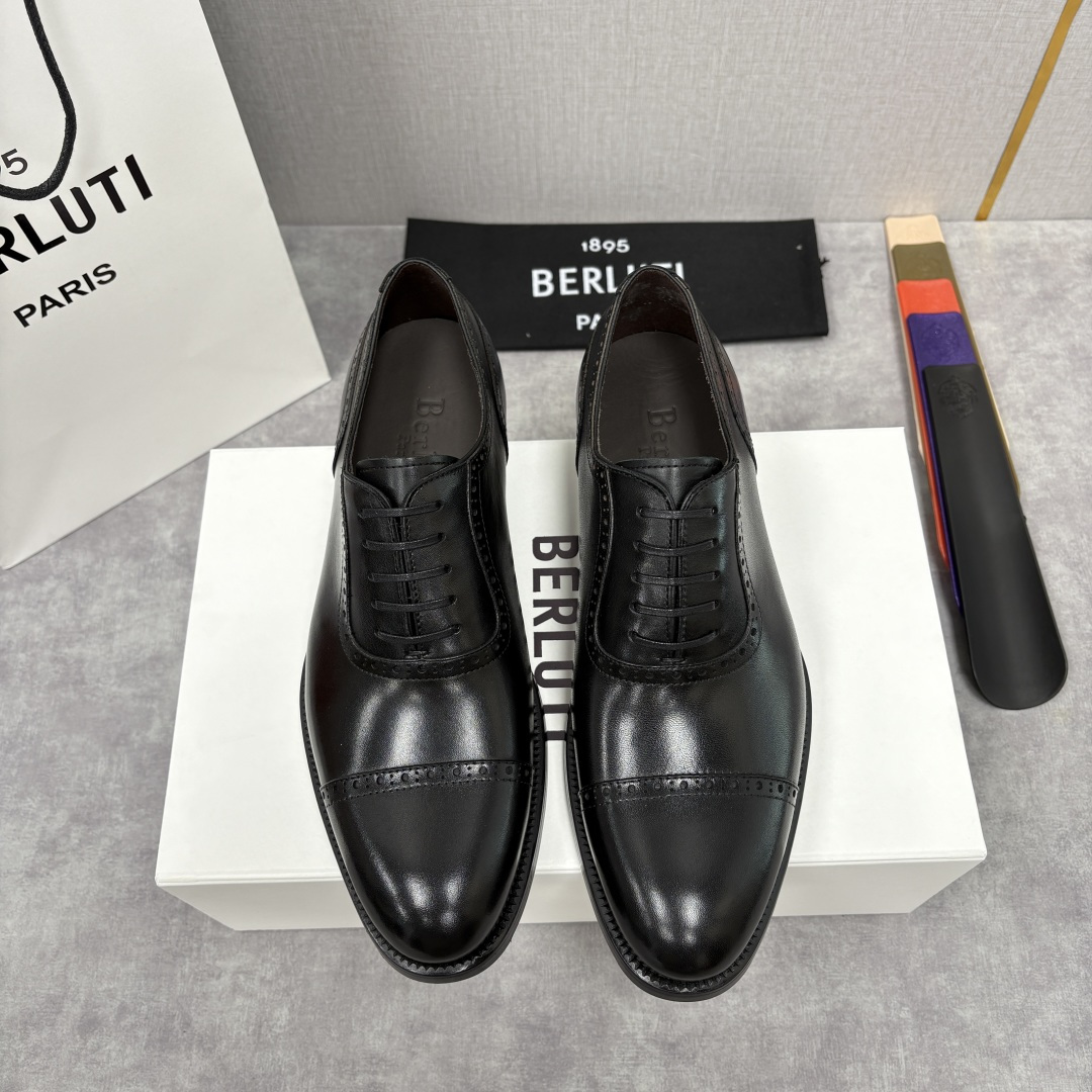 💋💍Berlut* 布鲁提 新款男士手工擦色正装皮鞋上新🆕 鳄鱼纹布洛克牛津鞋的商务与格调的极致融合。甄