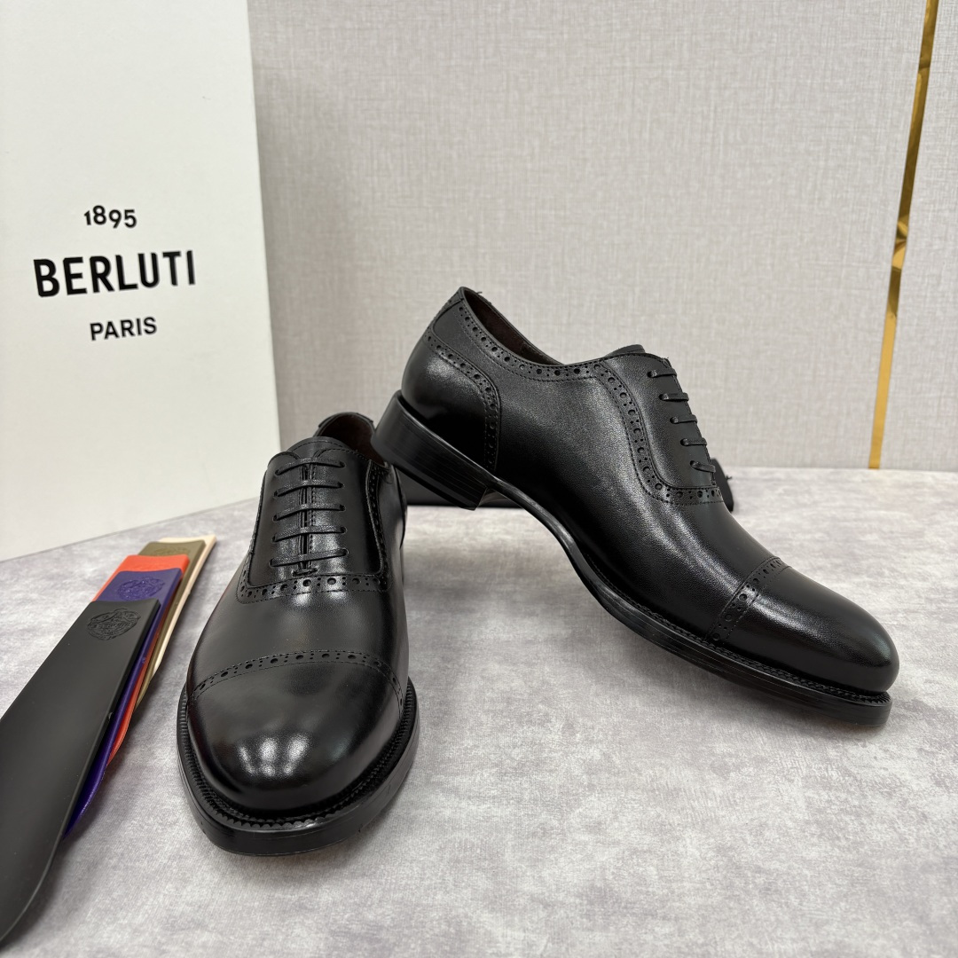 💋💍Berlut* 布鲁提 新款男士手工擦色正装皮鞋上新🆕 鳄鱼纹布洛克牛津鞋的商务与格调的极致融合。甄