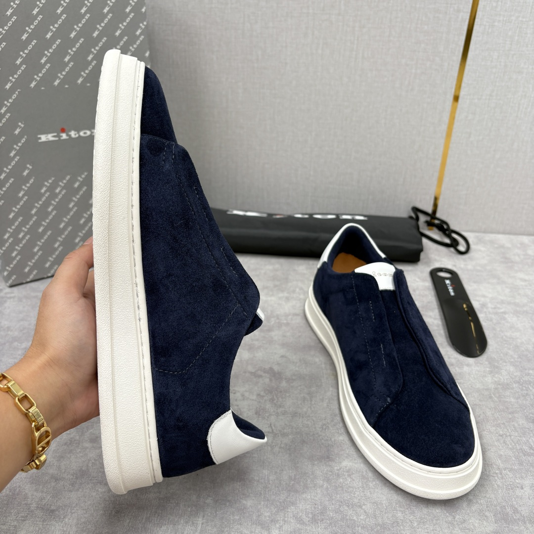 💋💍 Kito*n 新品 男士拼色厚底休闲鞋 鞋面采用高丝光磨砂牛皮+优质小牛皮的拼接设计，磨砂皮细腻软
