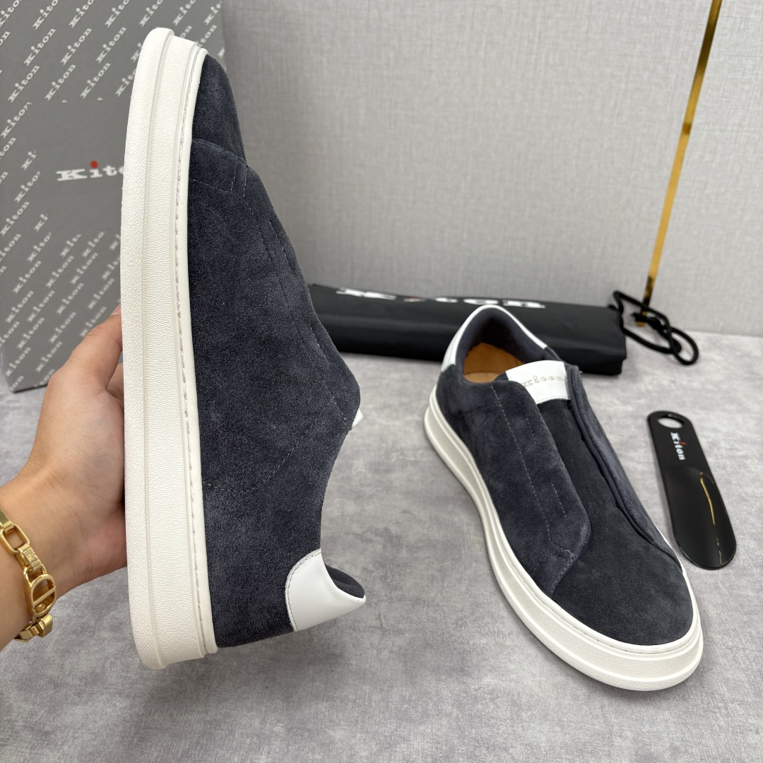 💋💍 Kito*n 新品 男士拼色厚底休闲鞋 鞋面采用高丝光磨砂牛皮+优质小牛皮的拼接设计，磨砂皮细腻软