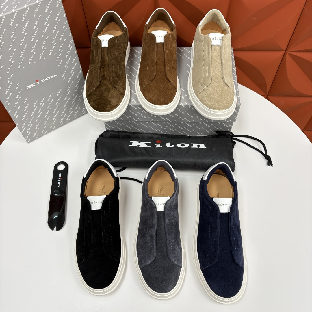💋💍 Kito*n 新品 男士拼色厚底休闲鞋 鞋面采用高丝光磨砂牛皮+优质小牛皮的拼接设计，磨砂皮细腻软