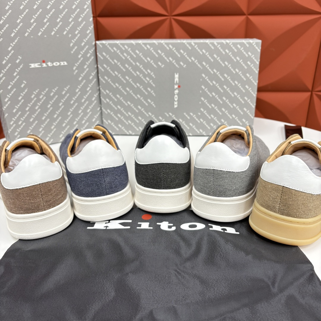 💋💍 Kito*n 新品 男士拼色厚底休闲鞋 鞋面采用牛仔布拼牛皮，小牛皮挺括有型且光泽温润。两种材质均