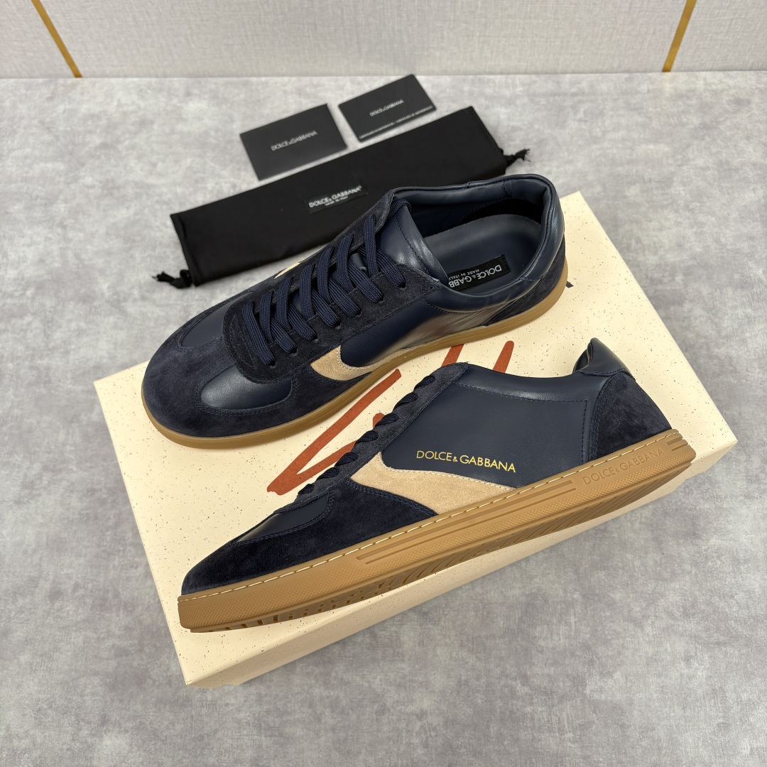 💋💍D &G 杜嘉-班纳（Dolce & Gabban*）男士休闲运动鞋 logo 拼接撞色低帮板鞋 采