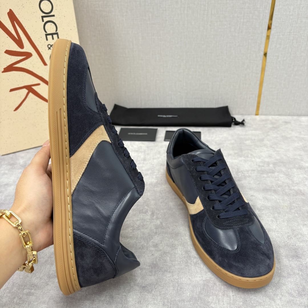 💋💍D &G 杜嘉-班纳（Dolce & Gabban*）男士休闲运动鞋 logo 拼接撞色低帮板鞋 采