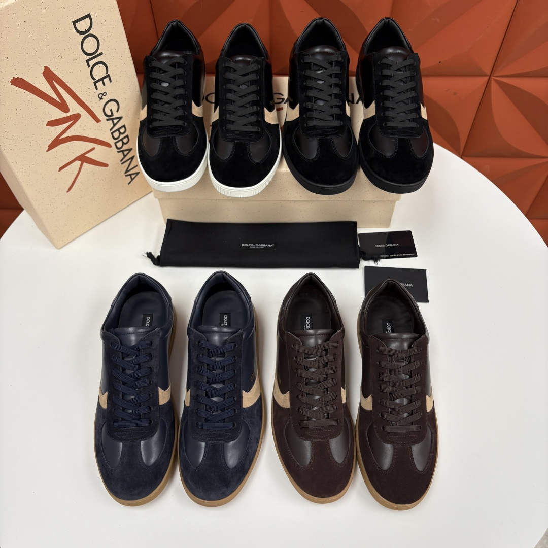 💋💍D &G 杜嘉-班纳（Dolce & Gabban*）男士休闲运动鞋 logo 拼接撞色低帮板鞋 采