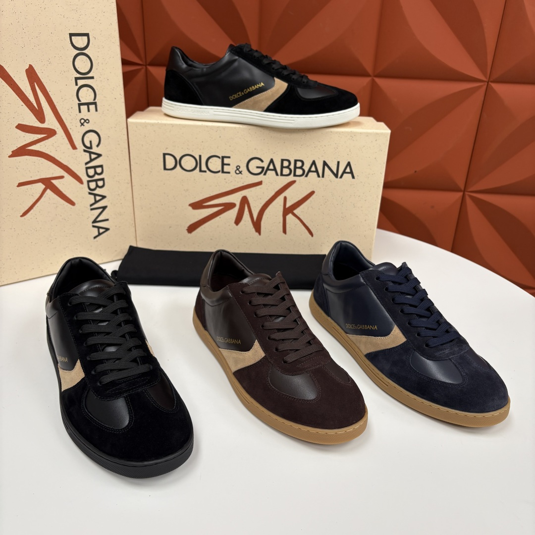 💋💍D &G 杜嘉-班纳（Dolce & Gabban*）男士休闲运动鞋 logo 拼接撞色低帮板鞋 采