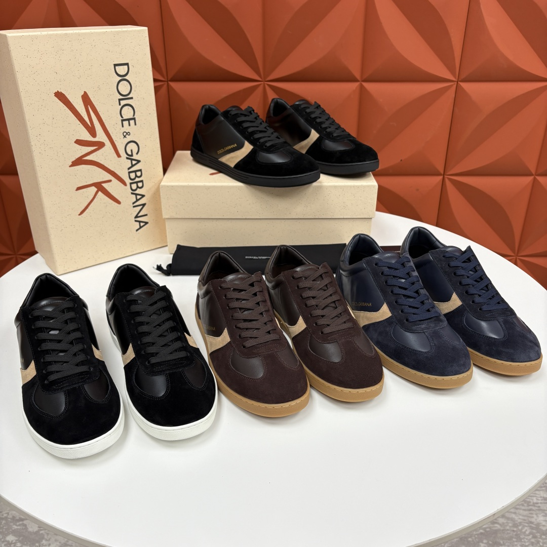 💋💍D &G 杜嘉-班纳（Dolce & Gabban*）男士休闲运动鞋 logo 拼接撞色低帮板鞋 采
