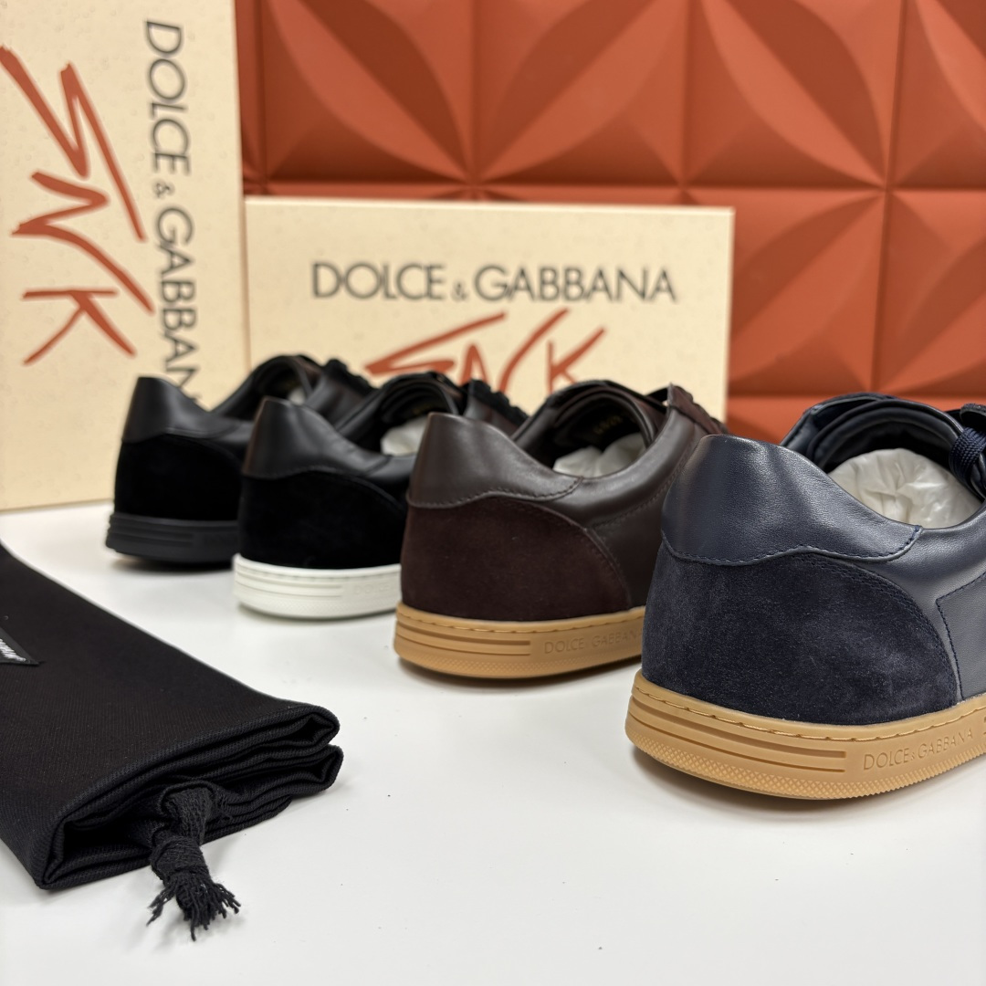 💋💍D &G 杜嘉-班纳（Dolce & Gabban*）男士休闲运动鞋 logo 拼接撞色低帮板鞋 采