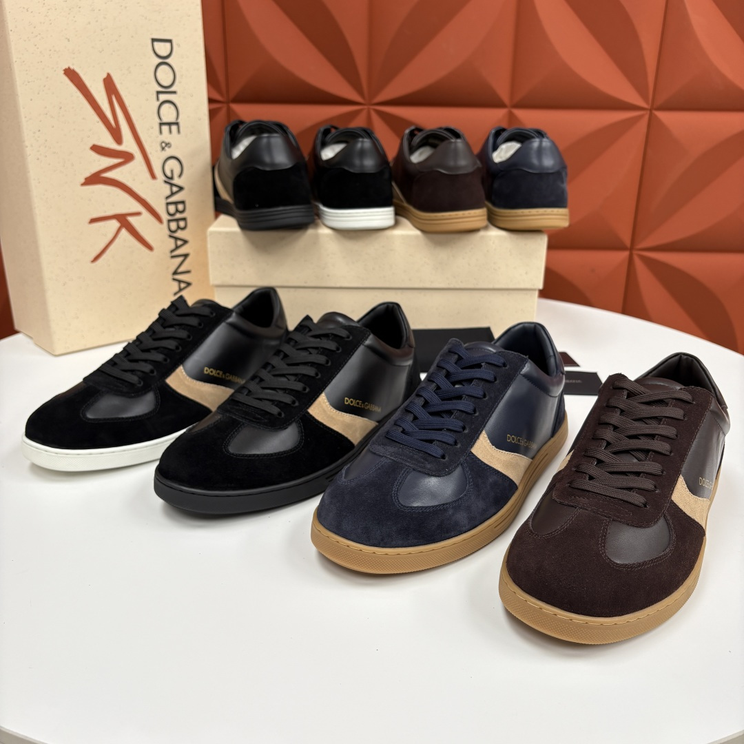 💋💍D &G 杜嘉-班纳（Dolce & Gabban*）男士休闲运动鞋 logo 拼接撞色低帮板鞋 采