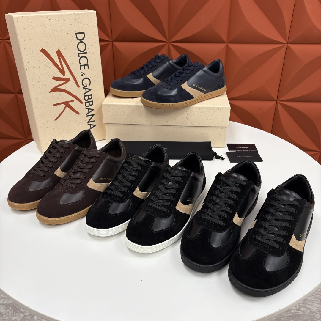 💋💍D &G 杜嘉-班纳（Dolce & Gabban*）男士休闲运动鞋 logo 拼接撞色低帮板鞋 采