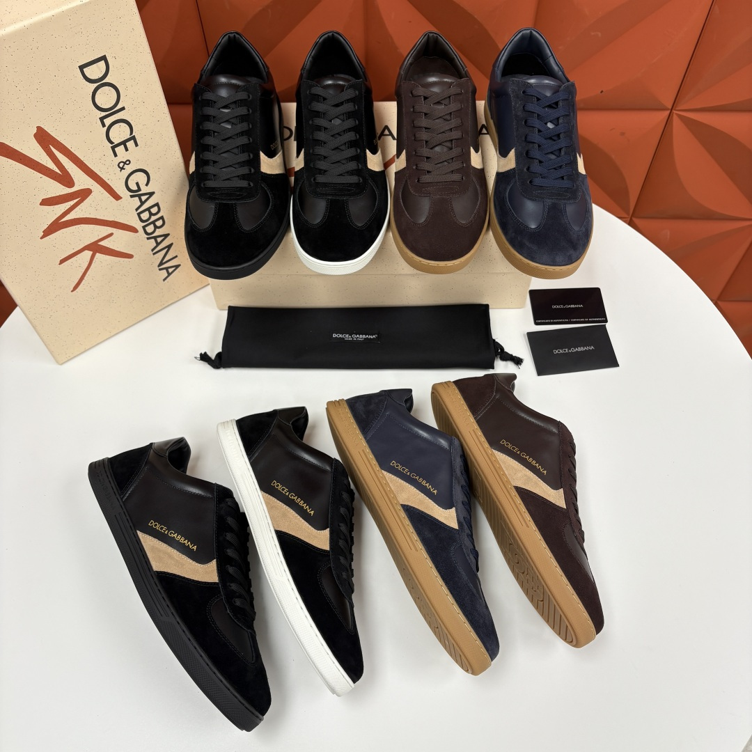 💋💍D &G 杜嘉-班纳（Dolce & Gabban*）男士休闲运动鞋 logo 拼接撞色低帮板鞋 采