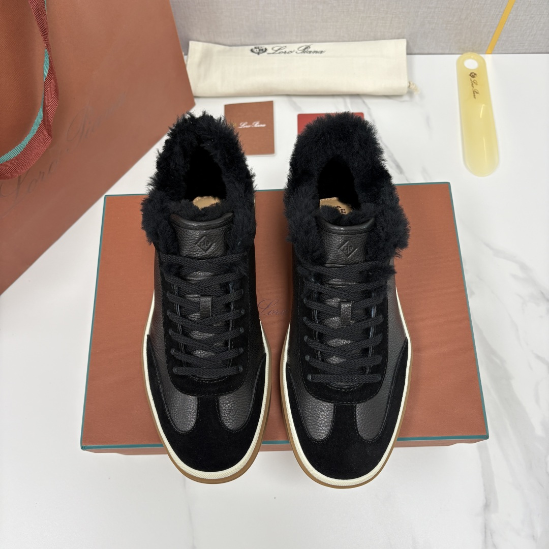 💋💍LP 家新品 LoroPian*/诺悠-翩雅 新款男士德训鞋磨砂皮荔枝纹牛皮板鞋 LP系带秋冬休闲羊