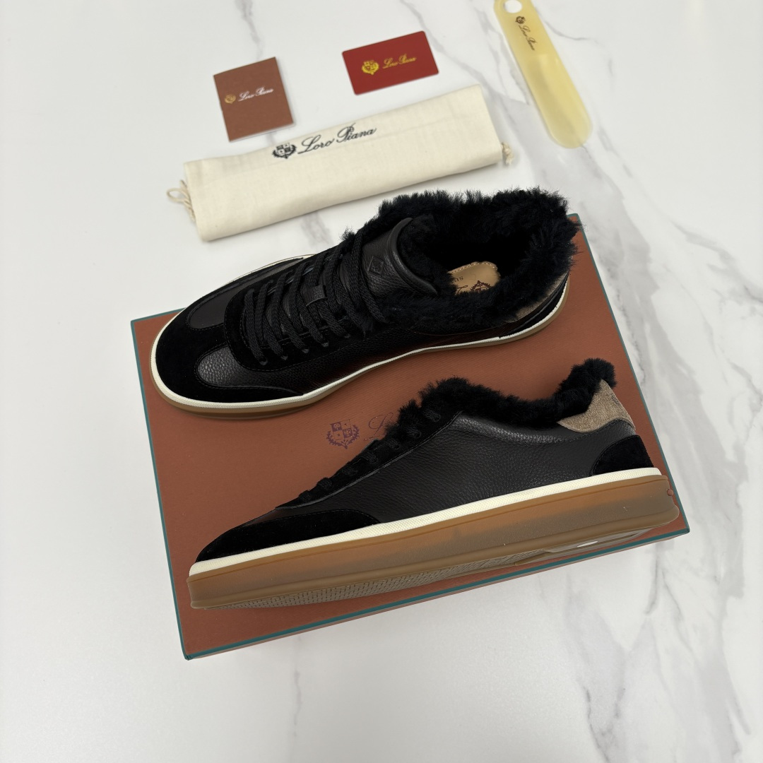 💋💍LP 家新品 LoroPian*/诺悠-翩雅 新款男士德训鞋磨砂皮荔枝纹牛皮板鞋 LP系带秋冬休闲羊