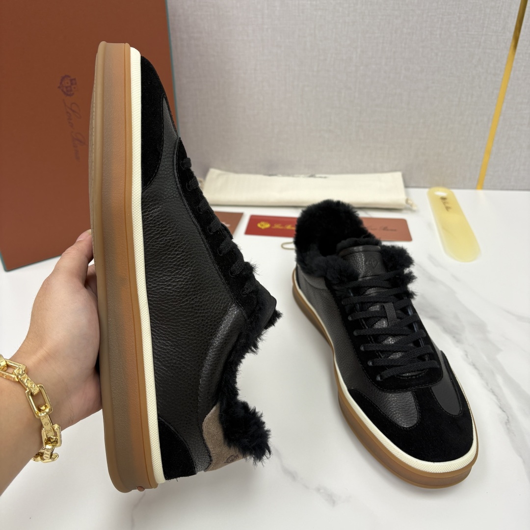 💋💍LP 家新品 LoroPian*/诺悠-翩雅 新款男士德训鞋磨砂皮荔枝纹牛皮板鞋 LP系带秋冬休闲羊