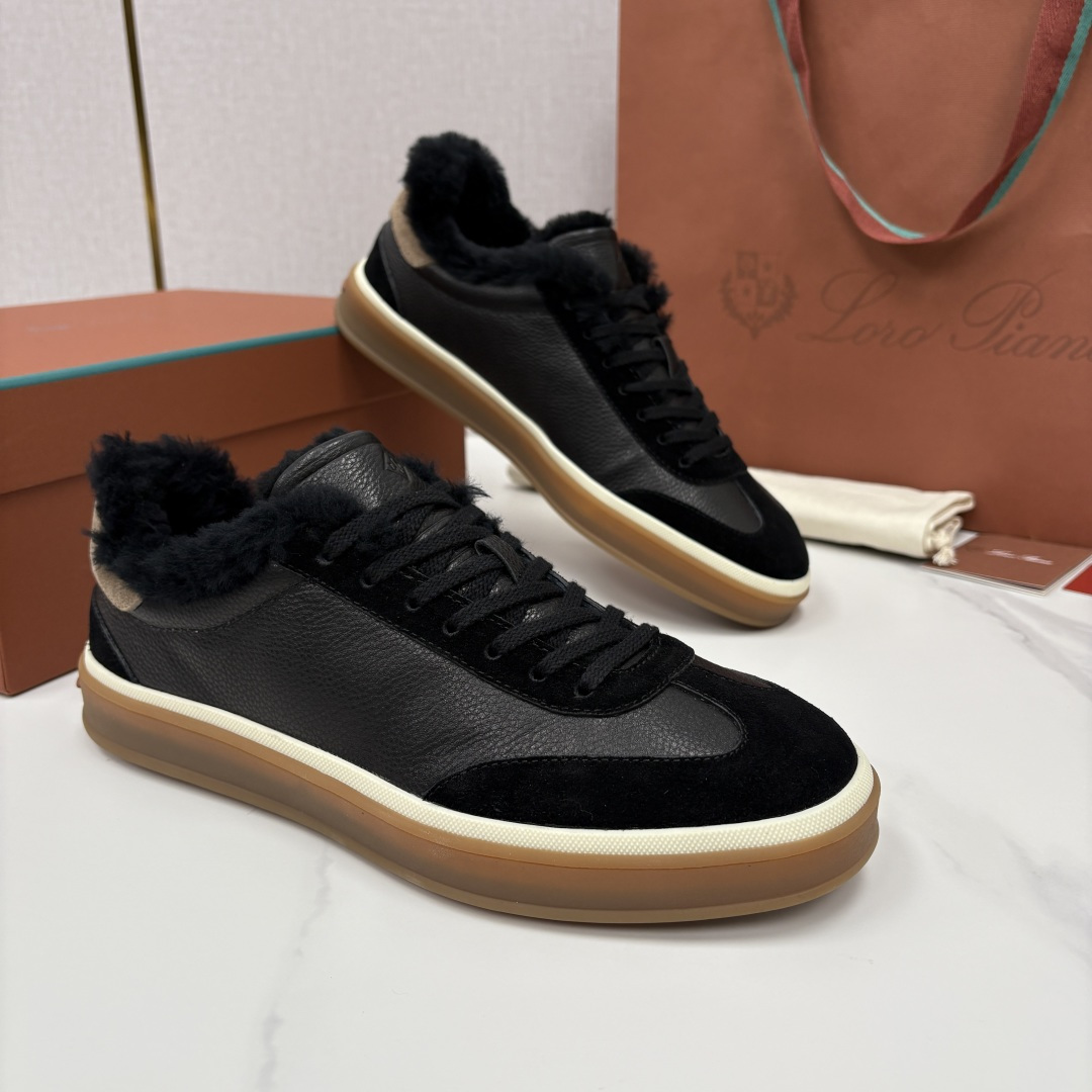 💋💍LP 家新品 LoroPian*/诺悠-翩雅 新款男士德训鞋磨砂皮荔枝纹牛皮板鞋 LP系带秋冬休闲羊