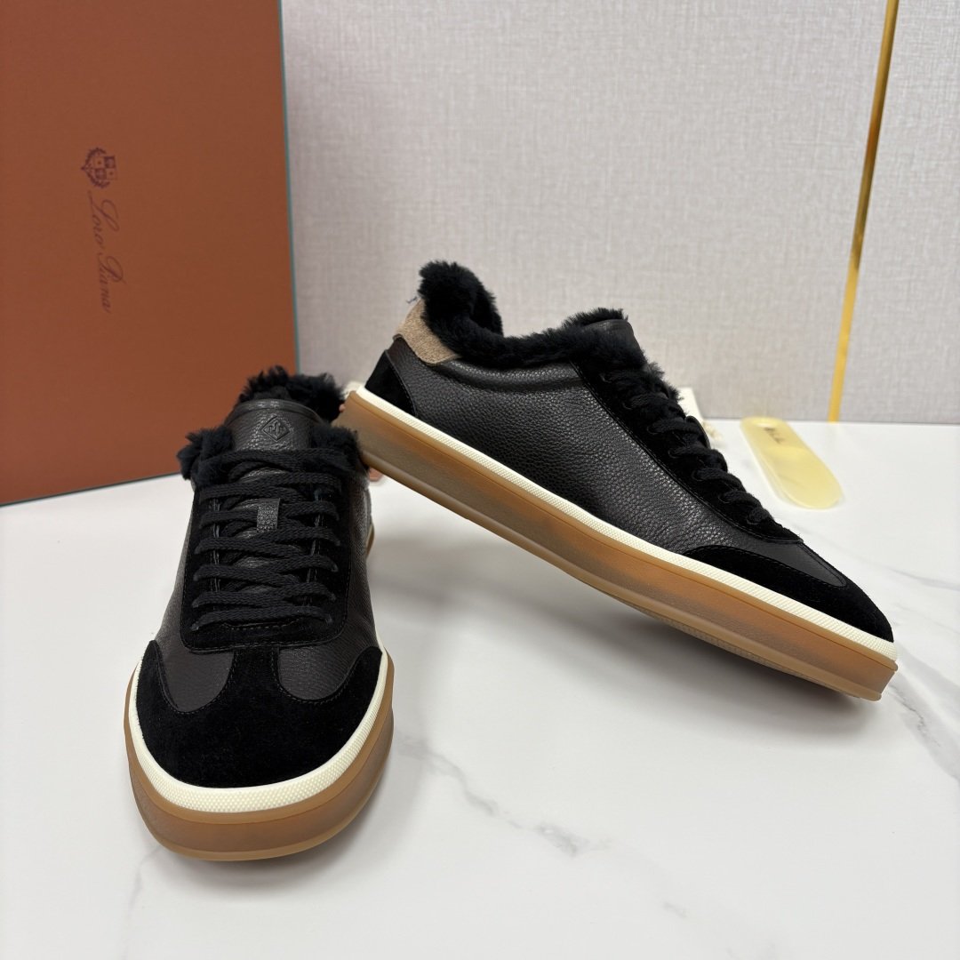 💋💍LP 家新品 LoroPian*/诺悠-翩雅 新款男士德训鞋磨砂皮荔枝纹牛皮板鞋 LP系带秋冬休闲羊