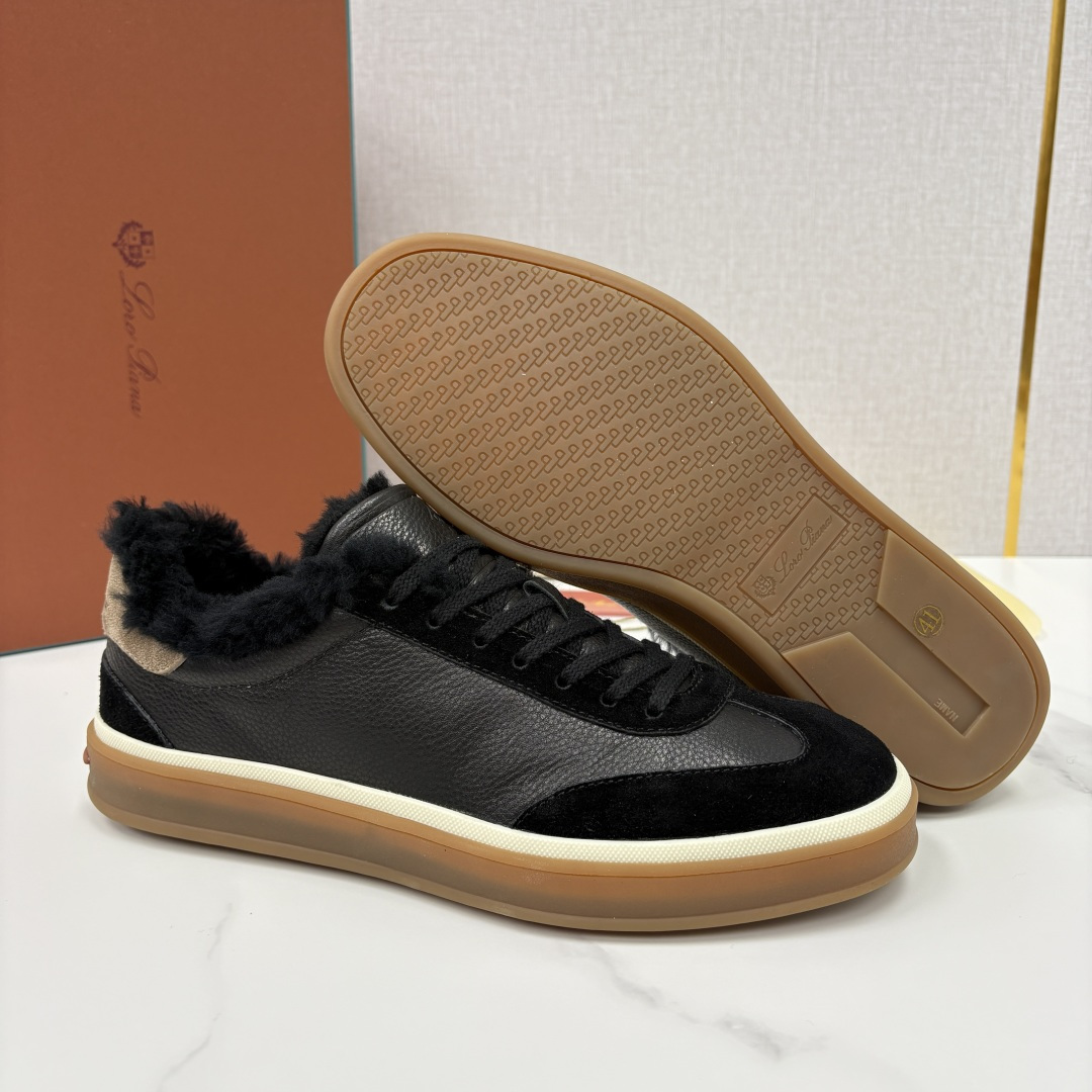 💋💍LP 家新品 LoroPian*/诺悠-翩雅 新款男士德训鞋磨砂皮荔枝纹牛皮板鞋 LP系带秋冬休闲羊